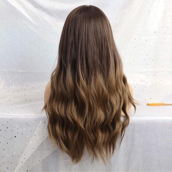 Wig Long Natural Wave Ombre Brown New - Picture 6 of 6